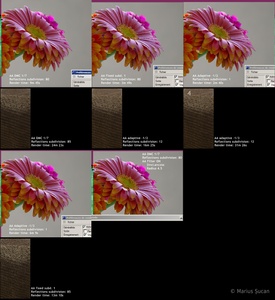 AA methods comparisions - multiple renders with a 3D gerbera