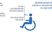 Disabled person jokes about death