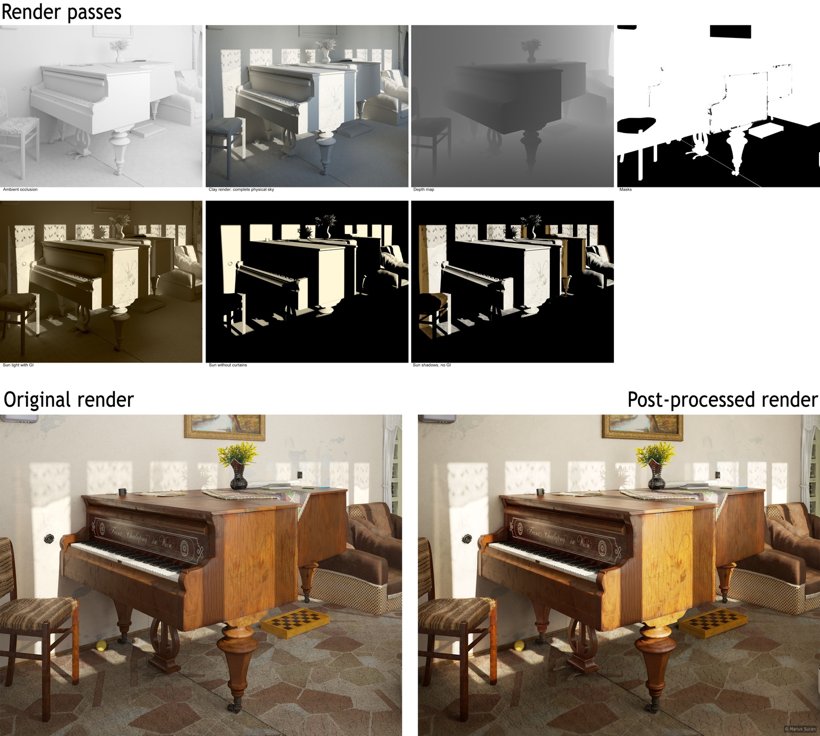 Post-processing - Making of The piano room - Marius Șucan