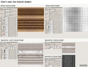 Chair's seat material channel shaders