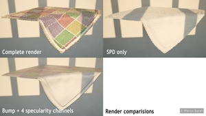 Table cloth on the piano: comparative renders