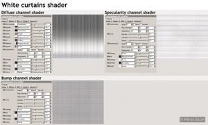 The channel shaders for the white curtains