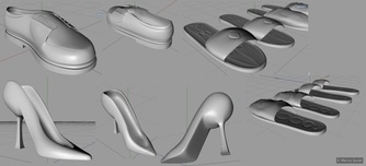 OpenGL render of several types of shoes