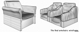 Wireframe of the armchairs final versions